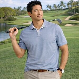 Tommy Bahama Mens XL Light Blue Golf Polo Preppy Coastal Country Club Shirt